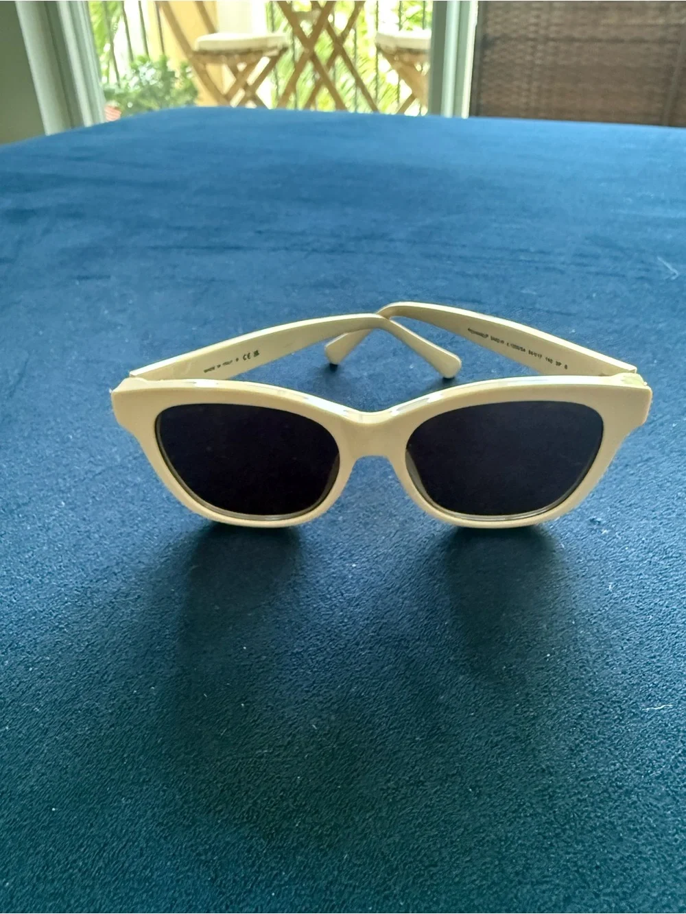 NOT CHANEL Cream-Beige Logo Sunglasses with Gold CC